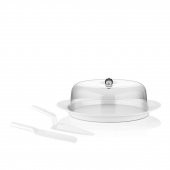 Akrilik Beyaz Kek Fanusu ve Servis Seti - 33 x 39 x 14 cm thumbnail 1