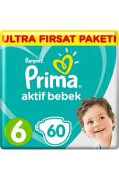 Prima Bebek Bezi Aktif Bebek 6 Beden 60 Adet Ekstra Large Ultra Fırsat Paketi - 1