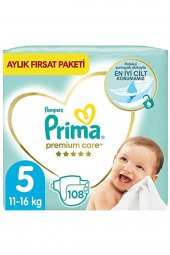 Prima  Bebek Bezi Premium Care 5 Beden 108 Adet Junior Aylık Fırsat Paketi thumbnail 1