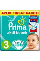 Prima Bebek Bezi Aktif Bebek 3 Beden Aylık Fırsat Paketi 156 Adet - 1