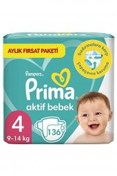 Prima  Bebek Bezi Aktif Bebek 4 Beden 136 Adet Aylık Fırsat Paketi - 1