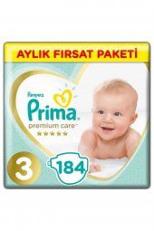Prima Bebek Bezi Premium Care 3 Beden 184 Adet Aylık Fırsat Paketi - 1