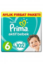 Prima  Bebek Bezi Aktif Bebek 6 Beden 102 Adet Ekstra Large Aylık Fırsat Paketi - 1