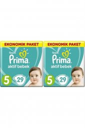 Prima  5 Beden 58 Adet  Standart Paket Aktif Bebek  Bebek Bezi 11-16 Kg 2 Adet - 1