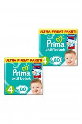 Prima  Bebek Bezi Aktif Bebek 4 Beden 80 Adet Ultra Fırsat Paketi X 2 Adet - 1