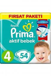 Prima  Aktif Bebek 4 Beden 54 Adet Bebek Bezi - 1