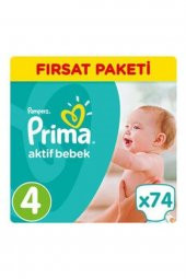 Prima  Bebek Bezi Aktif Bebek Mega Fırsat Paketi 4 Beden 74 Adet - 2