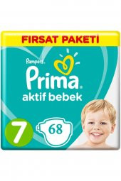 Prima Bebek Bezi 7 Beden 68 Adet 34x2 Li Fırsat Paket Aktif Bebek 15+ Kg - 1