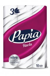 Papia 12li Kağıt Havlu 3 Katlı Ultra Emici Ve Dayanıklı - 1