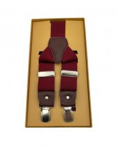 Brianze Deri Bağlantılı Bordo Pantolon Askısı - 1
