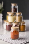 6'lı Bambu Kapaklı Cam Kavanoz & Baharat Takımı & Baharatlık Seti 200 ML (Vakum Kapak) - 4