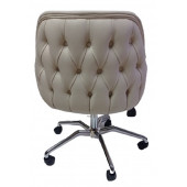 Çalışma Sandalyesi Kapitone Desenli Örümcek Yıldız Ayaklı Krem Renkli Suni Deri - 3