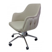 Çalışma Sandalyesi Kapitone Desenli Örümcek Yıldız Ayaklı Krem Renkli Suni Deri - 4