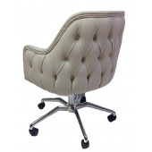 Çalışma Sandalyesi Kapitone Desenli Örümcek Yıldız Ayaklı Krem Renkli Suni Deri - 6