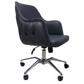 Çalışma Sandalyesi Kapitone Desenli Örümcek Ayaklı Antrasit Suni Deri thumbnail 1