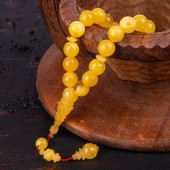 Tek Parça Kayadan Efe Boy Sistemli Küre Kesim Damla Kehribar Tesbih -Z3053 - 1