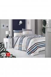 Striped Turkuaz Creaforce Çift Kişilik Nevresim Takımı - 1