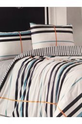 Çift Kişilik Ranforce Nevresim Takımı Striped Turkuaz - 3