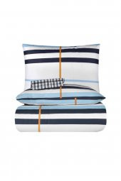 Striped Turkuaz Ranforce Çift Kişilik Nevresim Takımı - 4