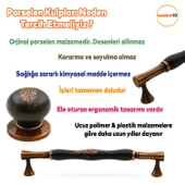 Mavera Lüks Porselen Mobilya Çekmece Dolap Kapak Kulpu Kulbu (160 MM-16.0 CM) Siyah Antik Bakır Kulp thumbnail 2