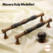 Mavera Lüks Porselen Mobilya Çekmece Dolap Kapak Kulpu Kulbu (160 MM-16.0 CM) Siyah Antik Bakır Kulp thumbnail 3