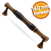 Mavera Lüks Porselen Mobilya Çekmece Dolap Kapak Kulpu Kulbu (160 MM-16.0 CM) Siyah Antik Bakır Kulp thumbnail 1