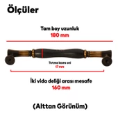 Mavera Lüks Porselen Mobilya Çekmece Dolap Kapak Kulpu Kulbu (160 MM-16.0 CM) Siyah Antik Bakır Kulp thumbnail 4