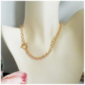 Altın Kaplama Kadın Zincir Choker Kolye - 2