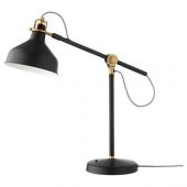 Çalışma Lambası,MeridyenDukkan Siyah Renk Gold Detay 19 cm IKEA Metal Masa Lambası - 1