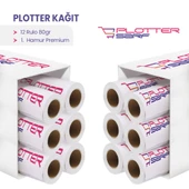 PlotterSarf 1.Hamur Premium Opak 80 gr Plotter (Çizim) Kağıdı 31cm x 50mt (12 Rulo) - 1