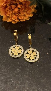 Aksesuar Çarşısı Zirkon Taş Yonca Küpe thumbnail 1