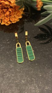 Aksesuar Çarşısı Yeşil Melatik Taş Küpe Gold thumbnail 3