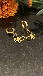 Aksesuar Çarşısı Kelebek Küpe Gold - 3