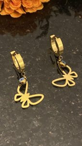 Aksesuar Çarşısı Kelebek Küpe Gold - 4
