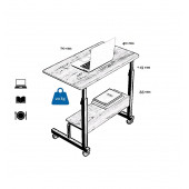 Yükseklik Ayarlı Raflı Laptop Sehpası - Atlantik Çam Beyaz (Tekerli) - 2