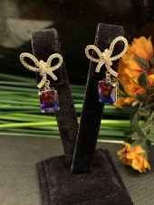 Aksesuar Çarşısı Fiyong Renkli Baget Taş Küpe thumbnail 3