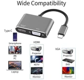 Usb Type C To Hdmi Vga 3.1 4k Çevirici Dönüştürücü Adaptör - 4