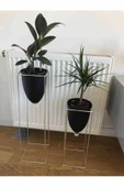 2'li Metal Ayaklı Saksı Çiçeklik Metal Renk Dekoratif -s101 - 1