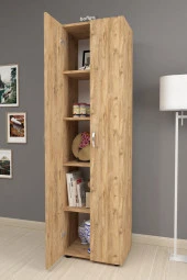 Bofigo 5 Raflı 2 Kapaklı Çok Amaçlı Mutfak Dolabı Banyo Dolabı Çok Amaçlı Dolap Çam - 5