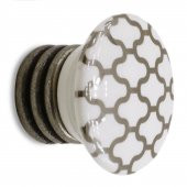 Lüks Porselen Düğme Mobilya Çekmece Dolap Kapak Kulpu Kulbu Beyaz Antik Gümüş thumbnail 1