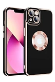 iPhone 14 Plus Kılıf Kamera Korumalı Logo Çevresi Halka Tasarım Lüx Kapak - 6