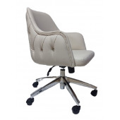 Bilgisayar Sandalyesi Kapitone Desenli Krem Renk Suni Deri thumbnail 1