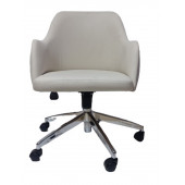 Bilgisayar Sandalyesi Kapitone Desenli Krem Renk Suni Deri thumbnail 2