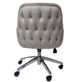 Bilgisayar Sandalyesi Kapitone Desenli Krem Renk Suni Deri thumbnail 7