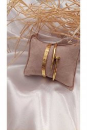 Altın Renk Çivi Ve Cartier Bileklik Set 763 - 1
