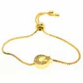 Altın Renk Ay Yıldız Model Asansör Zirkon Bileklik - 2017 thumbnail 1
