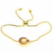 Altın Renk Ay Yıldız Model Asansör Zirkon Bileklik - 2017 thumbnail 2