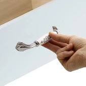 Eljarana Lüks Porselen Mobilya Mutfak Çekmece Dolap Dolabı Kulpu Kulbu (128 MM-12.8 CM) Beyaz Krom thumbnail 6