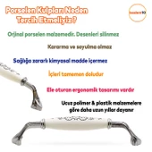 Eljarana Lüks Porselen Mobilya Mutfak Çekmece Dolap Dolabı Kulpu Kulbu (128 MM-12.8 CM) Beyaz Krom thumbnail 3