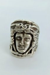Medusa Şekilli Kadın Yüzük Gümüş Kaplama Ayarlanabilir El Yapımı Kadın Yüzük - 3